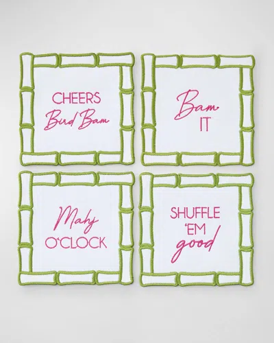Oh My Mahjong Bamboo Mahjong Cocktail Napkins, Set Of 4 In Multi