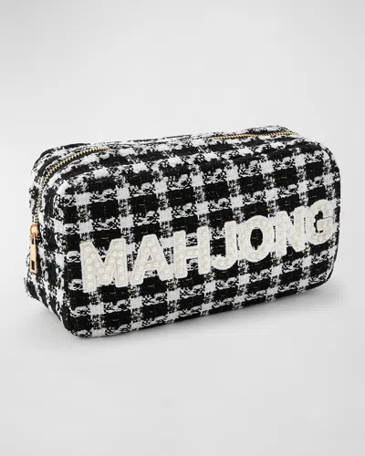Oh My Mahjong Pearly Mahjong Tweed Pouch, Black