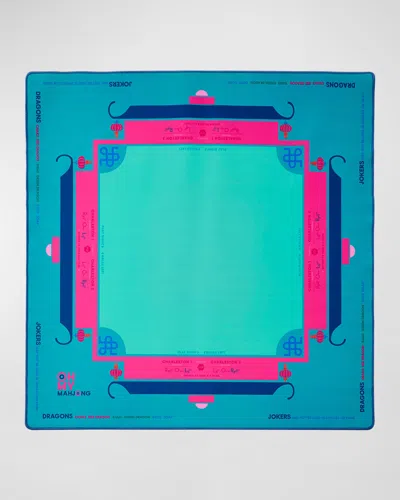 Oh My Mahjong Shangri-la Neoprene Mahjong Mat In Blue