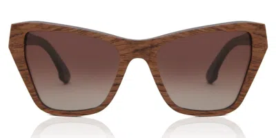 Oh My Woodness! Cat Eye Full Rim Wood Men's Prescription Sunglasses Brown Size 54 -