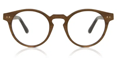 Oh My Woodness! Oval Full Rim Wood Men's  Prescription Glasses Online Brown Size 48 - Free Lenses - Blue Light Block