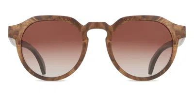 Oh My Woodness! Oval Full Rim Wood Men's Prescription Sunglasses Brown Size 50 -