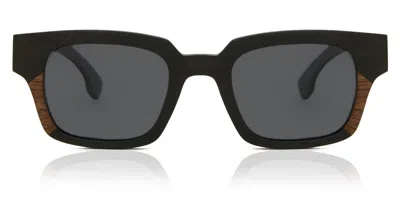 Oh My Woodness! Square Full Rim Wood Men's Prescription Sunglasses Black Size 49 -