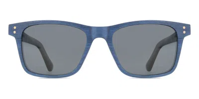 Oh My Woodness! Square Full Rim Wood Men's Prescription Sunglasses Blue Size 51 -