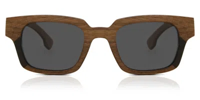 Oh My Woodness! Square Full Rim Wood Men's Prescription Sunglasses Brown Size 49 -