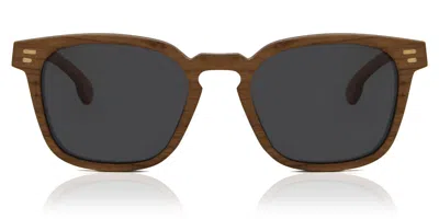 Oh My Woodness! Square Full Rim Wood Men's Prescription Sunglasses Brown Size 52 -