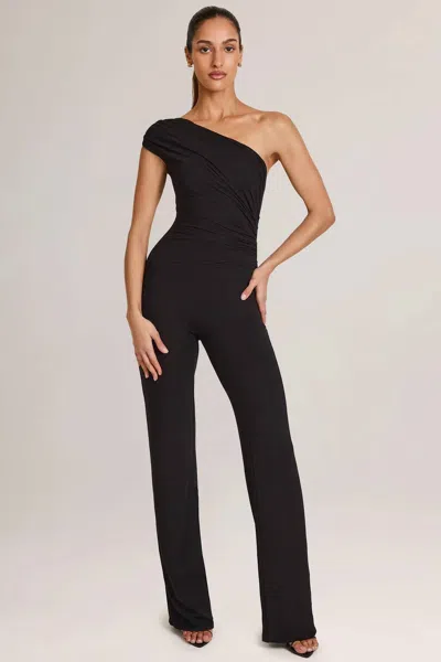 Oh Polly Alouette Modal One-shoulder Jumpsuit In Black