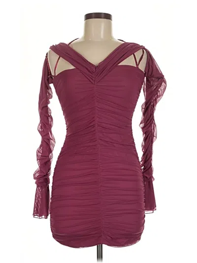 Pre-owned Oh Polly Cocktail Dress In Burgundy
