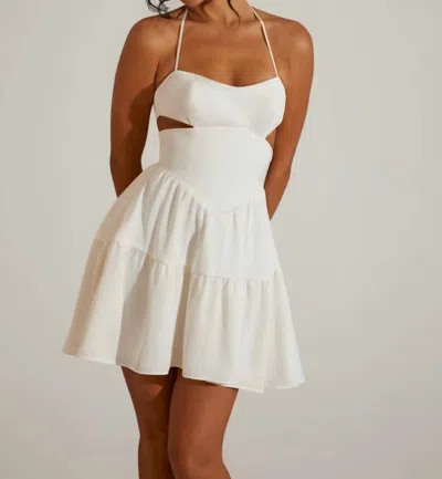 Oh Polly Fleur Halter Neck Cut Out Mini Dress In White