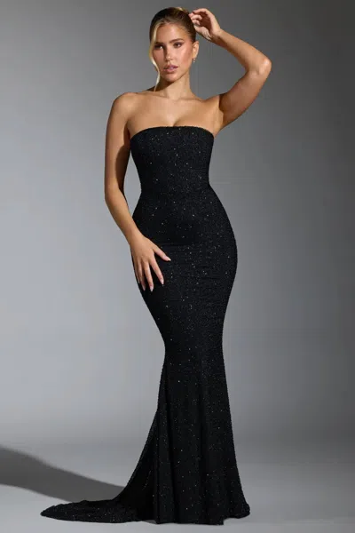 Oh Polly Florentina Embellished Corset Gown In Black