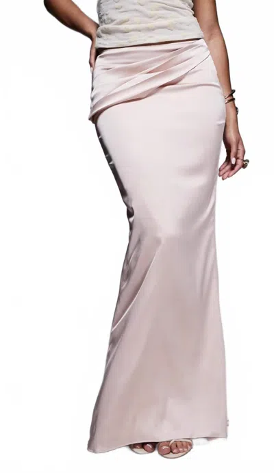 Oh Polly Kelda Drape Maxi Skirt In Light Pink