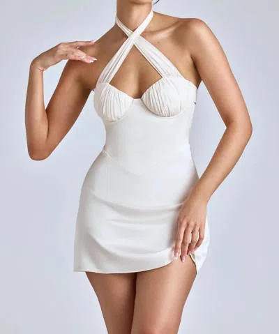 Oh Polly Lisbeth Cross-neck A-line Mini Dress In Ivory In White