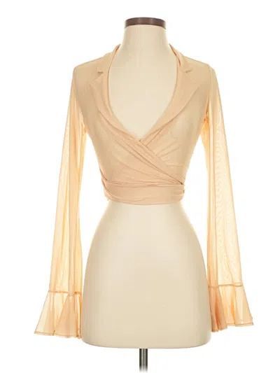 Pre-owned Oh Polly Long Sleeve Blouse In Gold