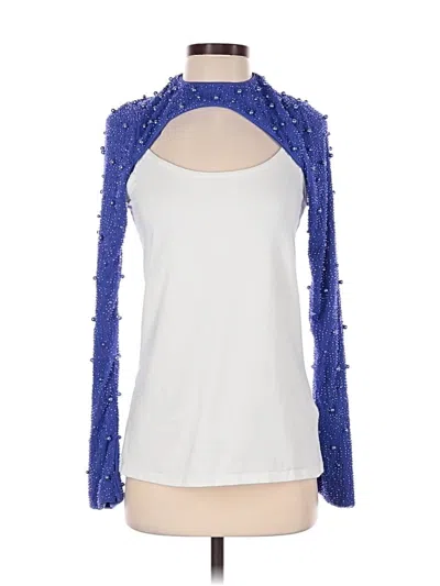 Pre-owned Oh Polly Long Sleeve Top Blue Cold Shoulder Neckline Tops