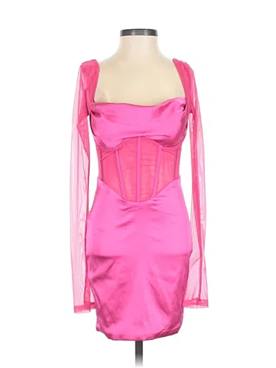 Pre-owned Oh Polly Long Sleeve Top Pink Sweetheart Neckline Tops