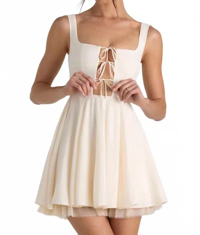 Oh Polly Nanisca Tie-detail A-line Micro Mini Dress In Cream In White