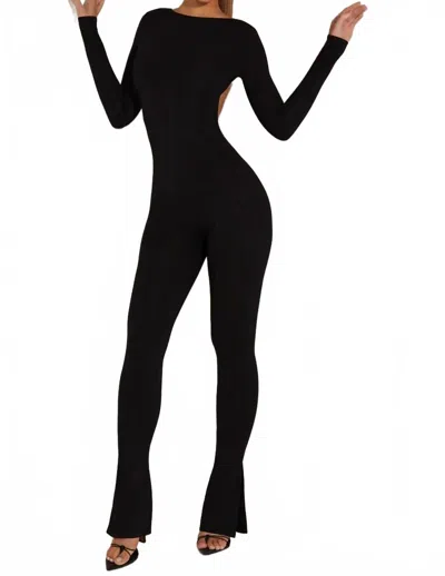 Oh Polly Rumer High Neck Open Back Jumpsuit In Black