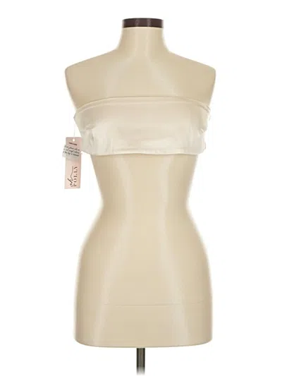 Oh Polly Sleeveless Top Ivory Strapless Neckline Tops In Gray