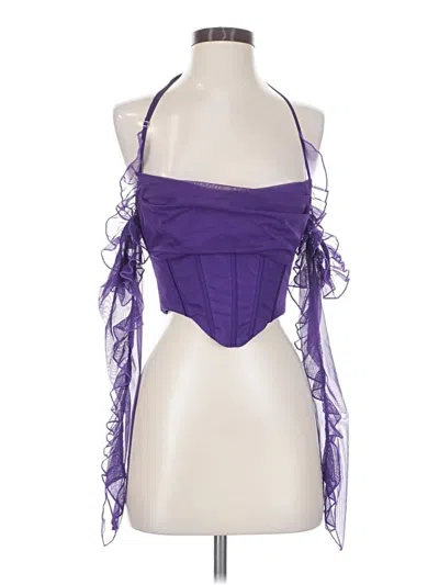 Pre-owned Oh Polly Sleeveless Top Purple Halter Neckline Tops