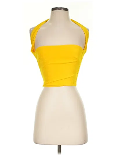 Pre-owned Oh Polly Sleeveless Top Yellow Strapless Neckline Tops