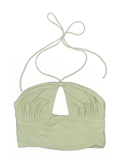 Pre-owned Oh Polly Swimsuit Top Green Solid Pattern Swimwear