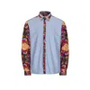 Ohema Ohene Men's African Print Shirt Contrast Panel- Cubic In Black