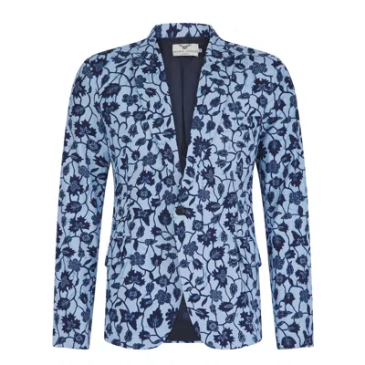Ohema Ohene Men's Blue Floral African Print Blazer