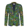 Ohema Ohene Men's Green Floral African Print Blazer In Green