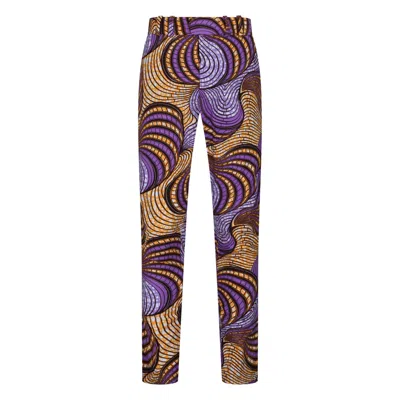 Ohema Ohene Purple Men's Cotton African Print Straight Leg Trousers – Fairground