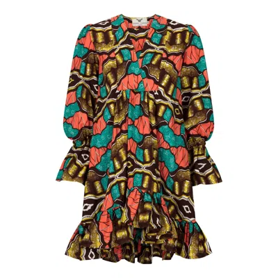Ohema Ohene Women's Abbey Long Sleeve Dress In Multi
