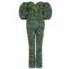 Ohema Ohene Women's Green Natalie Luxe Exaggerated Sleeve African Print Jumpsuit In Green