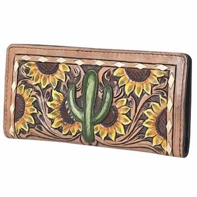 Ohlay Women's Hope Valley Hand Tooled Wallet In Brown/yellow In Multi