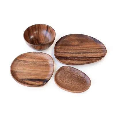 Ohom Brown Forēe Wooden Dinnerware