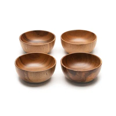 Ohom Neutrals Forēe Wooden Bowl Set In Brown