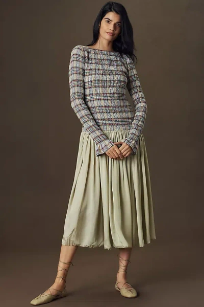 Ohsevendays Mckenzie Long-sleeve Midi Dress In Green