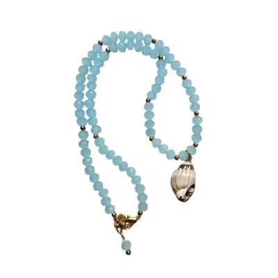 Ohsun Women's Belize Shell Necklace - Light Blue & Gold