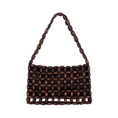 Ohsun Women's Brown Kara Wooden Bead Handbag - Mocha