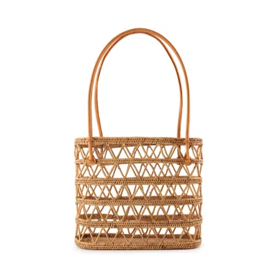 Ohsun Women's Brown Marie Rattan & Leather Tote