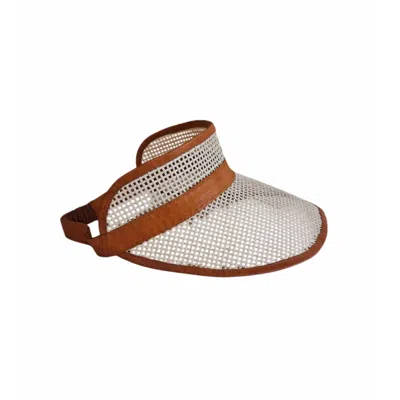 Ohsun Women's Brown / Neutrals Fifi Mesh Rattan & Leather Visor - Caramel