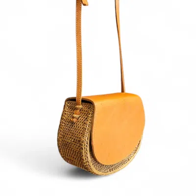 Ohsun Women's Brown Philippa Rattan & Leather Crossbody
