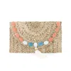 Ohsun Women's Farah Straw & Stone Clutch - Pink In Pink