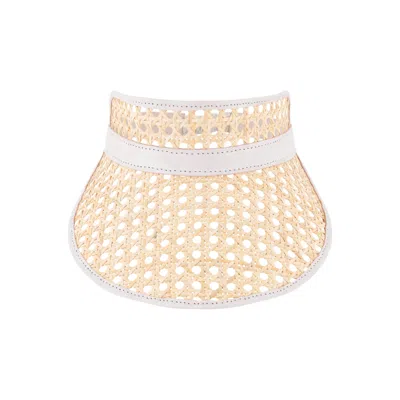 Ohsun Women's Fifi Rattan & Leather Visor  - White