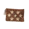 Ohsun Women's Green Gold Starr Raffia Clutch - Coffee In Green