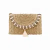 Ohsun Women's Grey / Neutrals Amara Shell & Straw Clutch - Gray In Gray