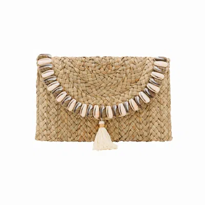 Ohsun Women's Grey / Neutrals Amara Shell & Straw Clutch - Gray