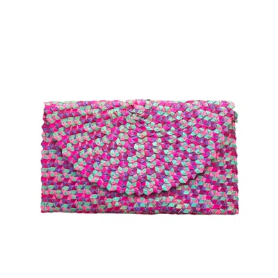 Ohsun Women's Kenzie Straw Clutch - Pink Punch