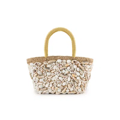 Ohsun Women's Neutrals Alice Straw & Shell Tote In White