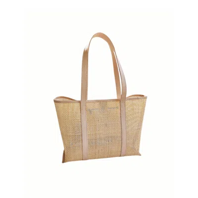 Ohsun Women's Neutrals Audrey Mesh Rattan & Leather Tote - Nude In Multi