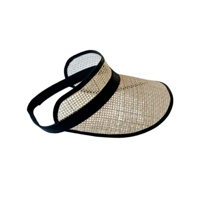 Ohsun Women's Neutrals / Black Fifi Mesh Rattan & Leather Visor - Black