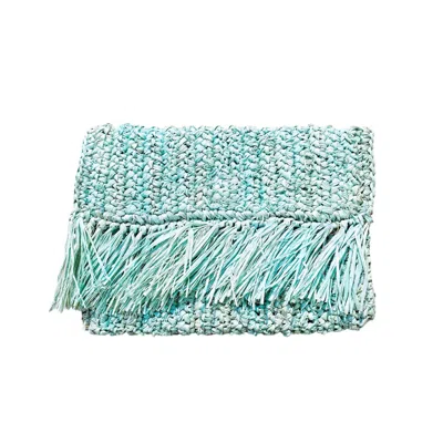Ohsun Women's Neutrals / Blue Ebba Raffia Pouch - Aqua